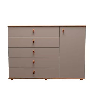 Cômoda Vegas 5 Gavetas e 1 Porta Avela Cappuccino Poah Bartira Cappuccino