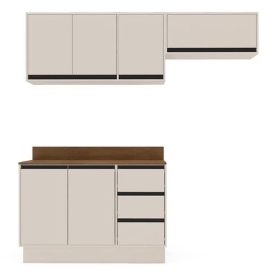 Cozinha Compacta 3 Peças Koya 120cm 4 Portas Politorno Creme