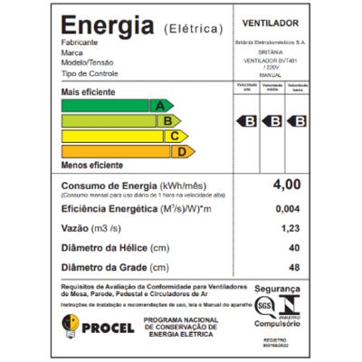 Ventilador 2 em 1 Mesa/Parede Britânia 40cm BVT491 Maxx Force Preto 220V