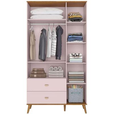 Quarto Infantil Completo Ternura Guarda-Roupa 3 Portas 2 Gavetas Cômoda 5 Gavetas Berço Conversí­vel Bartira Rosa Wood