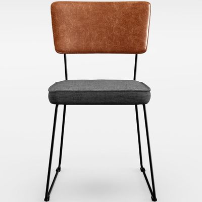 Cadeira Decorativa Estofada Sala Jantar Allana L02 Couríssimo Camel Linho Cinza Escuro - Lyam Decor