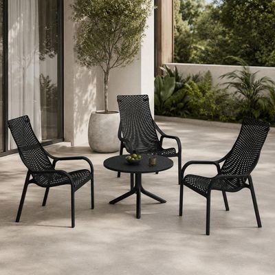 Mesa Redonda de Apoio Livy Aurah 60x43cm Preta Polipropileno Plaxmetal