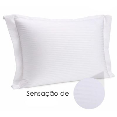 Jogo 2 Fronhas Travesseiro com Abas 50x70cm Branca Poliester Brisa Lyor 200 Fios Listrada Casal