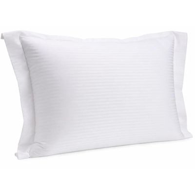 Fronha com Abas Travesseiro 50x70cm Branca Poliéster Brisa Lyor 200 Fios Listrada Avulsa