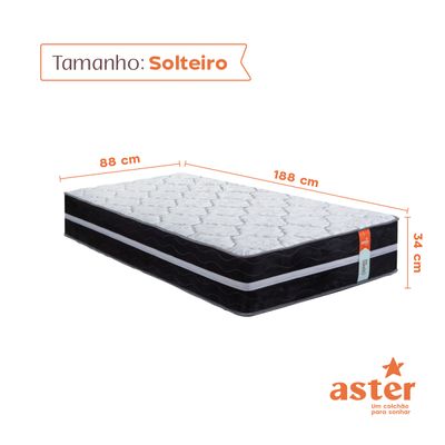 Colchão Cronos Plus Aster Solteiro Molas Ensacadas 88x188x29