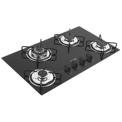 Cooktop a Gás Tramontina 4 Queimadores Brasil Trapézio em Vidro Temperado Preto