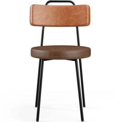 Kit 02 Cadeiras Decorativas Estofada Para Sala Jantar Barcelona L02 Couríssimo Camel Marrom - Lyam
