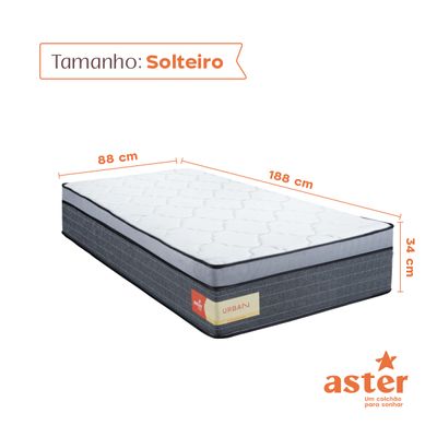 Colchão Urban Aster Solteiro Molas Ensacadas D28 88x188x30cm