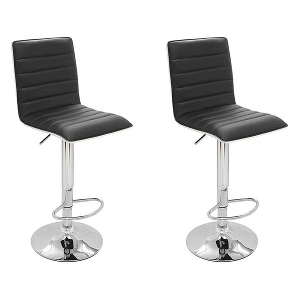 Kit 2 Banquetas Decorativas Sala Mitty PU Sintético Preta  - Gran Belo