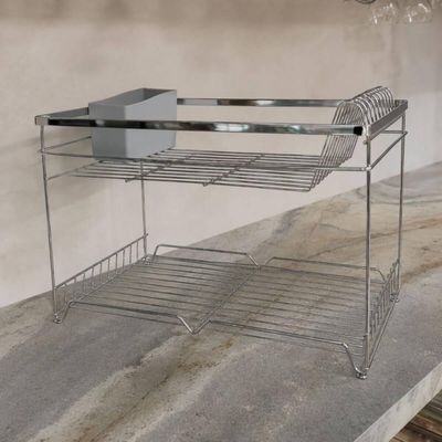 Escorredor de Louças Valentina Cromado 42cm com Suporte Porta Talheres Cinza Schmitt