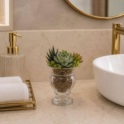 Cachepot Vidro Cristal 7x10cm Diamante Lyor Decorativo Centro De Mesa Pequeno Banheiro Avulso