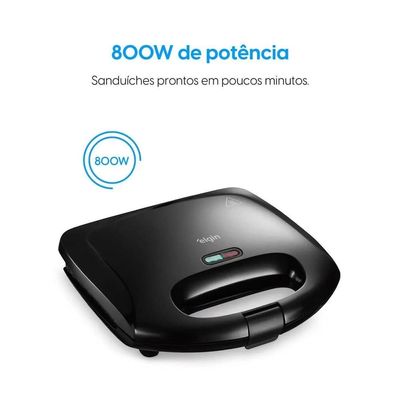 Sanduicheira Elgin SAN4X Fast Time 800W Placas Duplas Luz Indicadora e Porta-Fios Preto / 110V