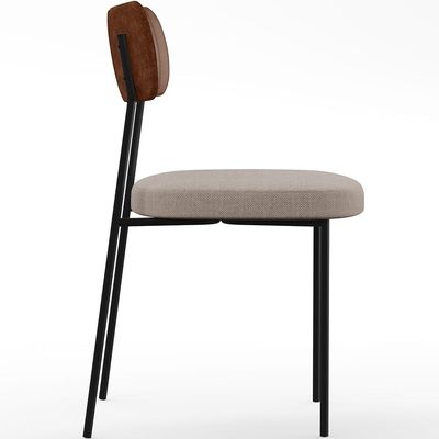 Cadeira Decorativa Para Sala De Jantar Melina L02 Couríssimo Marrom Linho Bege - Lyam Decor