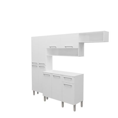 Cozinha Compacta Bartira Milly 9 Portas 1 Gaveta Branca com Tampo Branco