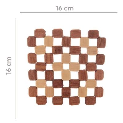 Jogo 4 Descansos Porta Panela Quente Bambu 16cm Lyor Suporte Base Apoio Travessas