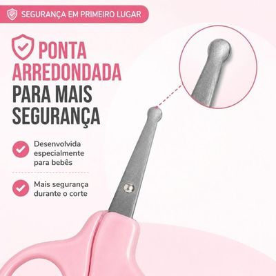 Kit Manicure para Bebê Smart Lions com Tesoura de Ponta Arredondada e Cortador de Unhas Anatômico
