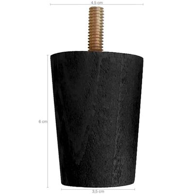Kit 12 Pés Para Cama Box Solteiro 6cm Box Baú Preto Madeira Preto