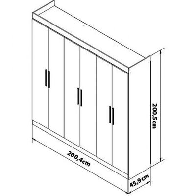 Guarda-Roupa Casal Ville com 6 Portas e 2 Gavetas Bartira Avelã/Cappuccino