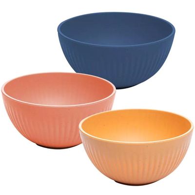 Kit 2 Saladeiras 21cm Bambu Plástico Stripes Lyor Sortido Grande Colorida Frutas Pipoca Salada