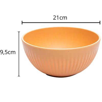 Kit 2 Saladeiras 21cm Bambu Plástico Stripes Lyor Sortido Grande Colorida Frutas Pipoca Salada
