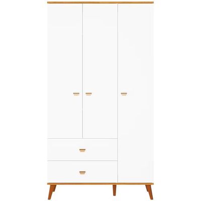 Quarto Infantil Completo Ternura Guarda-Roupa 3 Portas Cômoda 5 Gavetas Berço Conversível Bartira Branco Wood