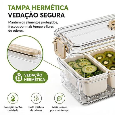 Organizador Multiuso Geladeira 5 Potes Removíveis Plástico BPA Free Transparente Top Rio Comercial