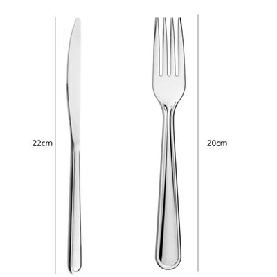 Faqueiro 24 Talheres Garfos e Facas de Mesa Modena Brinox Aço Inox Polido Refeição Restaurante Inox