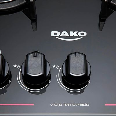 Fogão 5 Bocas Magister Mesa de Vidro 100 Litros Dako Preto / Bivolt