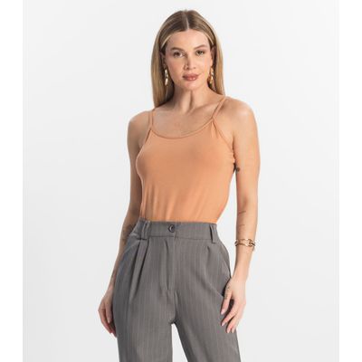 Blusa de Alça Feminina Viscotorcion Básica Rovitex Marrom GG / Marrom