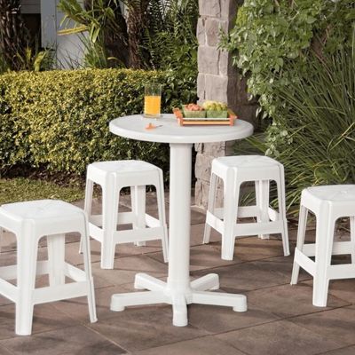 Mesa Plástica Tramontina Capri Eco Polipropileno Branca 59cm Jardim Varanda Área Externa