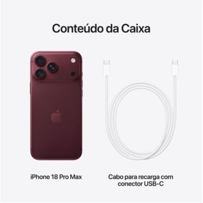 iPhone 18 Pro Max (256GB) Bordô, Tela Super Retina XDR de 6,9", 5G e Câmera Fusion de 48MP