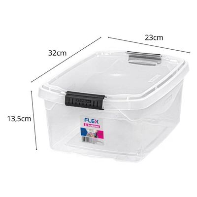Kit 4 Caixas Plásticas Organizadoras com Tampa e Trava Sanremo 6L Flex Transparente Multiuso