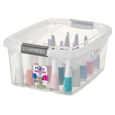 Kit 4 Caixas Plásticas Organizadoras com Tampa e Trava Sanremo 6L Flex Transparente Multiuso