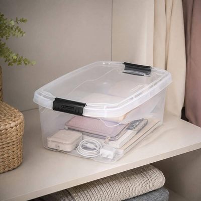 Kit 4 Caixas Plásticas Organizadoras com Tampa e Trava Sanremo 6L Flex Transparente Multiuso