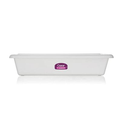 Conjunto 2 Bandejas Plásticas Grandes 58x38cm Brancas 14L Sanremo Restaurante Buffet