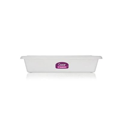 Conjunto 12 Bandejas Plásticas Pequenas 2,2L Brancas Sanremo Casar Travessas para Alimentos