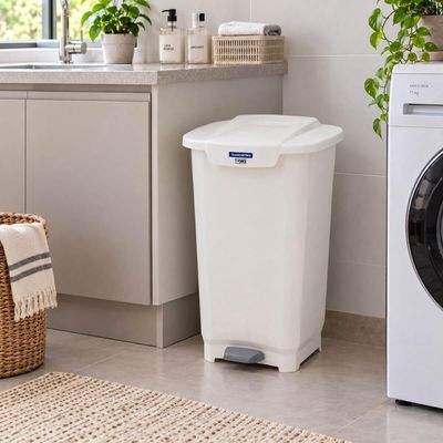 Lixeira Tramontina T-Force em Polipropileno Branco 50L Pedal