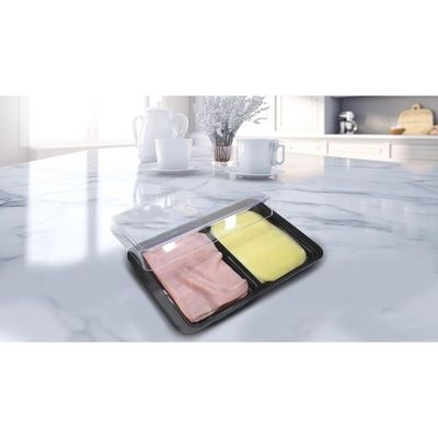 Pote Porta Frios Acrílico 2 Divisórias Tampa Hermética Geladeira Preto Hermética