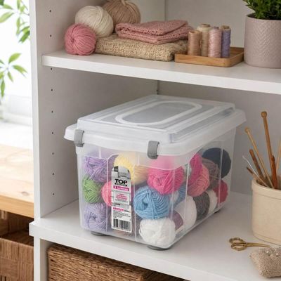 Caixa Organizadora com Tampa Top Stock Sanremo 16,7L Plástico Transparente Empilhável