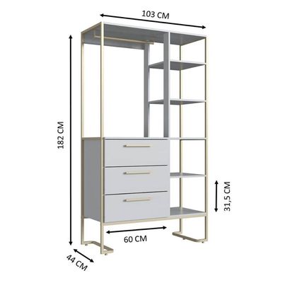 Jogo 4 Móveis para Quarto Closet Sapateira Cômoda Mesa de Cabeceira Industrial Arena Placa e Ponto