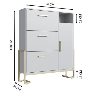 Jogo 4 Móveis para Quarto Closet Sapateira Cômoda Mesa de Cabeceira Industrial Arena Placa e Ponto