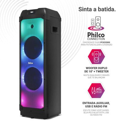 Caixa de Som Philco Extreme 2400W 2x Woofer PCX22000 Bivolt