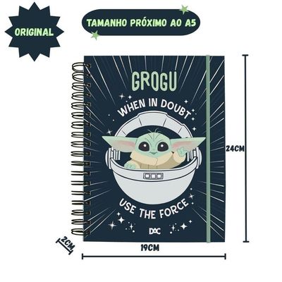 Caderno Smart DAC Baby Yoda Star Wars A5 80 Folhas 10 Divisórias Preto