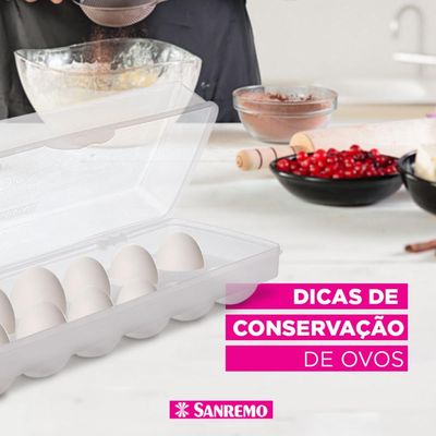 Organizador de Geladeira Porta Ovos Com Tampa 12 Un Plástico Sanremo Transparente