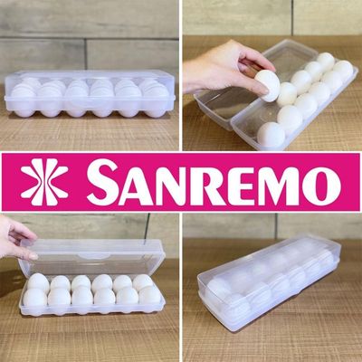 Organizador de Geladeira Porta Ovos Com Tampa 12 Un Plástico Sanremo Transparente