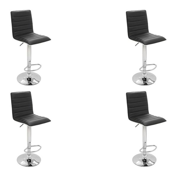 Kit 4 Banquetas Decorativas Sala Mitty PU Sintético Preta  - Gran Belo