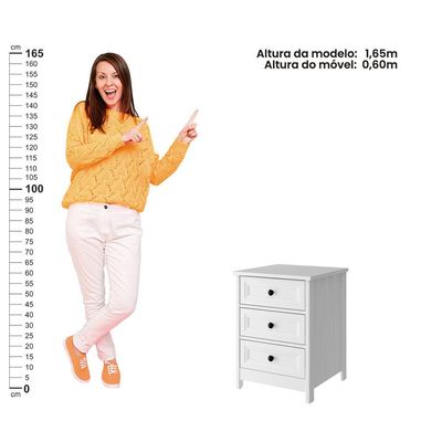 Mesa de Cabeceira Ditália 3 Gavetas DM-111 Branco