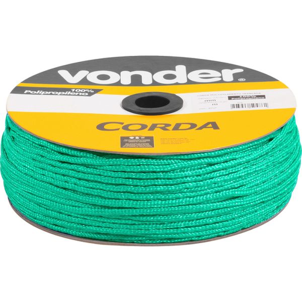 Corda Multifilamentada Trançada 6mmx165m 2,55kg Verde Polipr