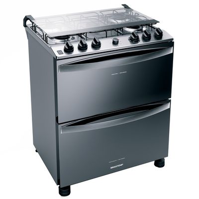 Fogão a Gás de Piso 5 Bocas Duplo Forno BFD5NCR Brastemp Inox / 110V
