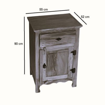 Armário Balcão Arcais 1 Porta 55cm Madeira Maciça Pátina
